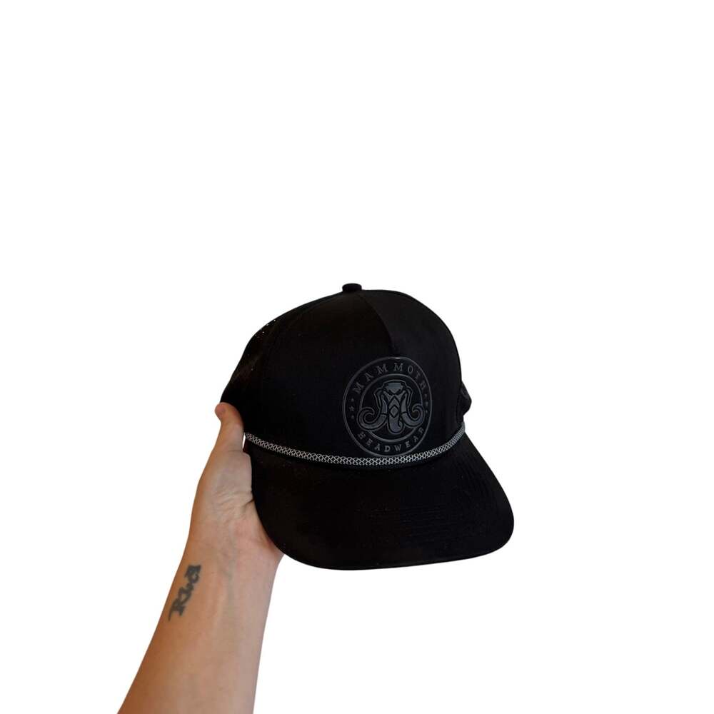 Mammoth Headwear Classic Rope Hat Black Adjustable One Size Fits Big Golf Casual